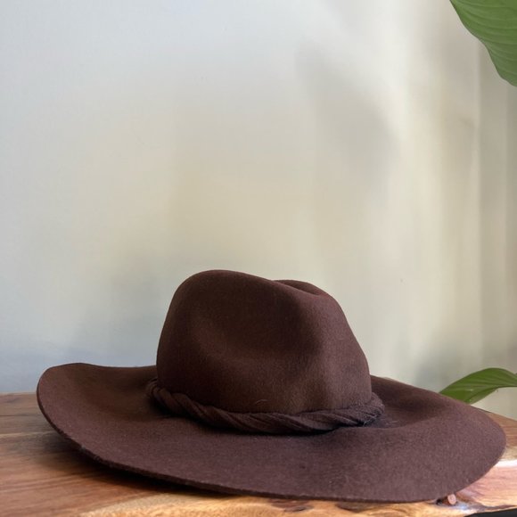 Free People Accessories - Free People Brown Wool Felt Wide Brim Floppy Hat OSFM